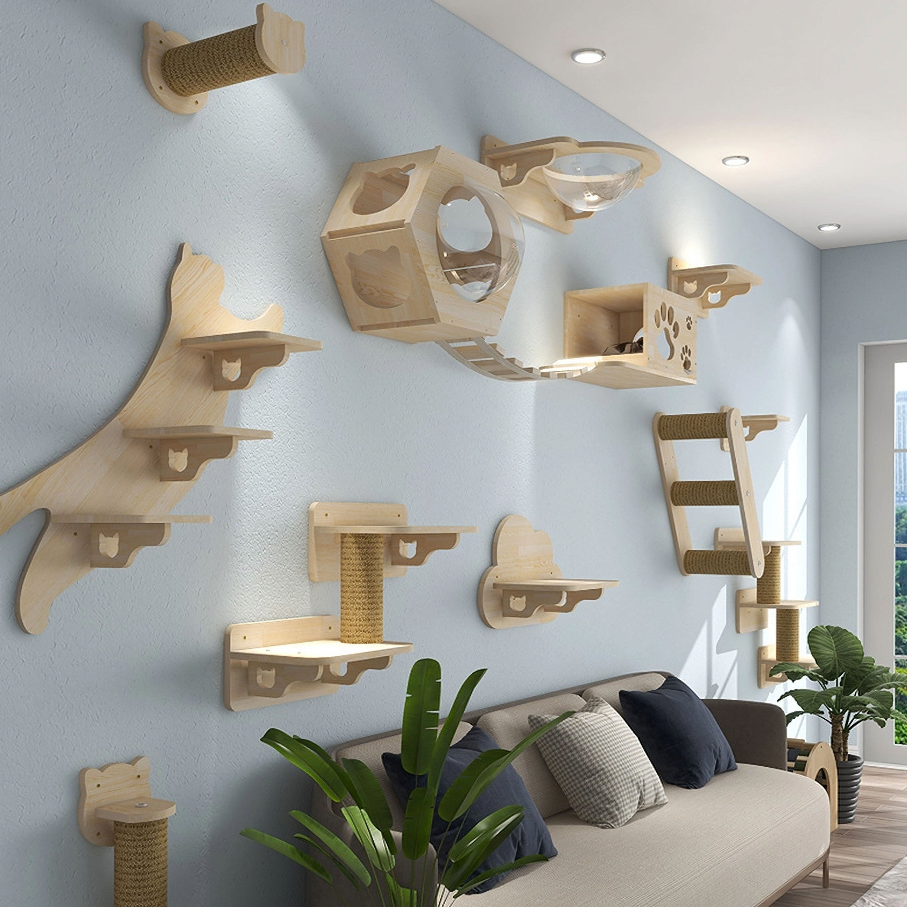 Wall-Mounted Cat Tree Shelves