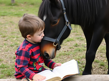 child reading to black pony.jpg