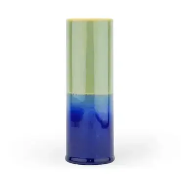 Vase porcelaine emaillée, coulé main Bleu et Vert