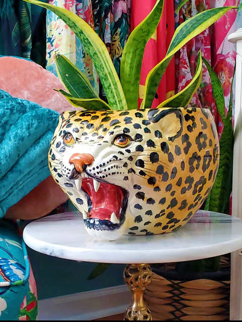 One of a Kind Vintage Leopard Planter
