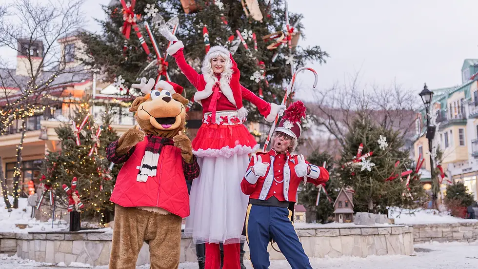 Three people celebrating the holiday at Mont Tremblant