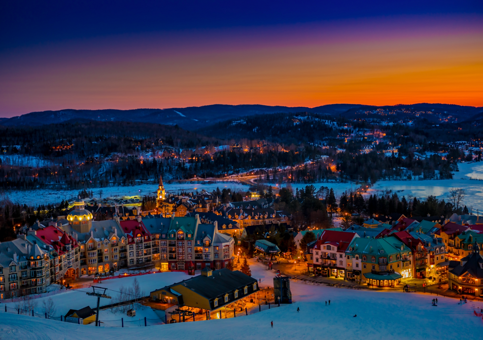 a beautiful sunset picture of Mont Tremblant Town