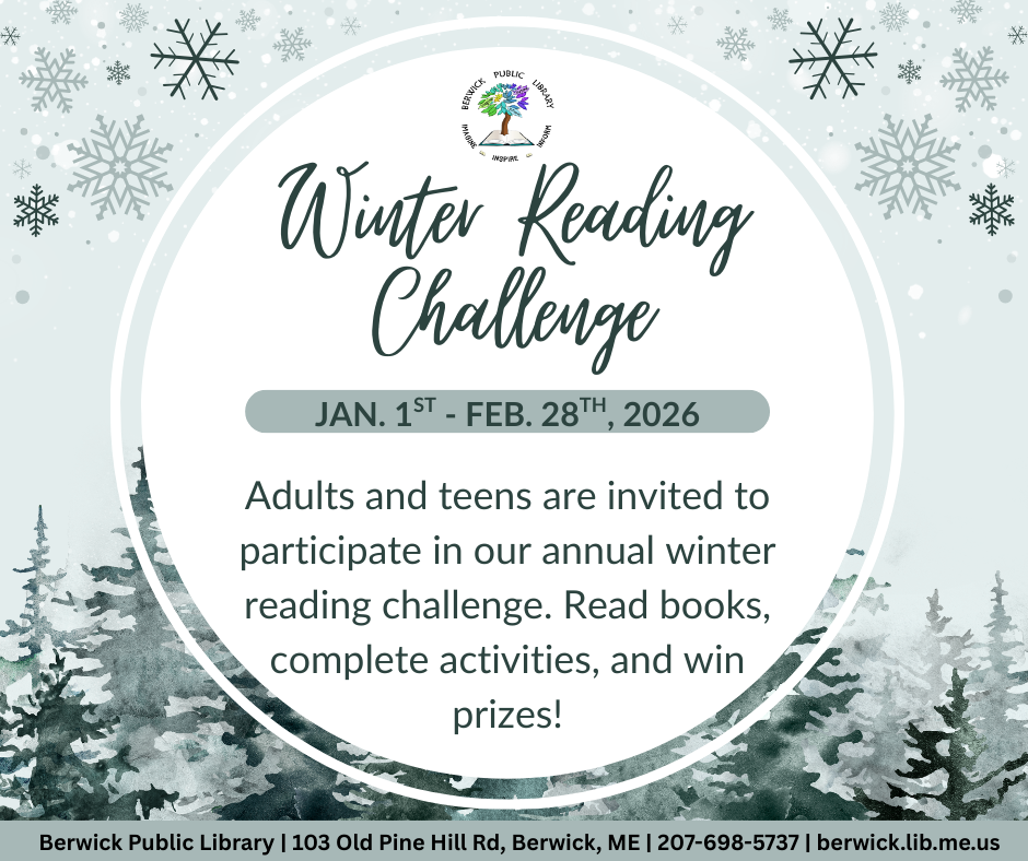 Winter Reading Challenge for teens and adults runs from Jan 1st to Feb 28th