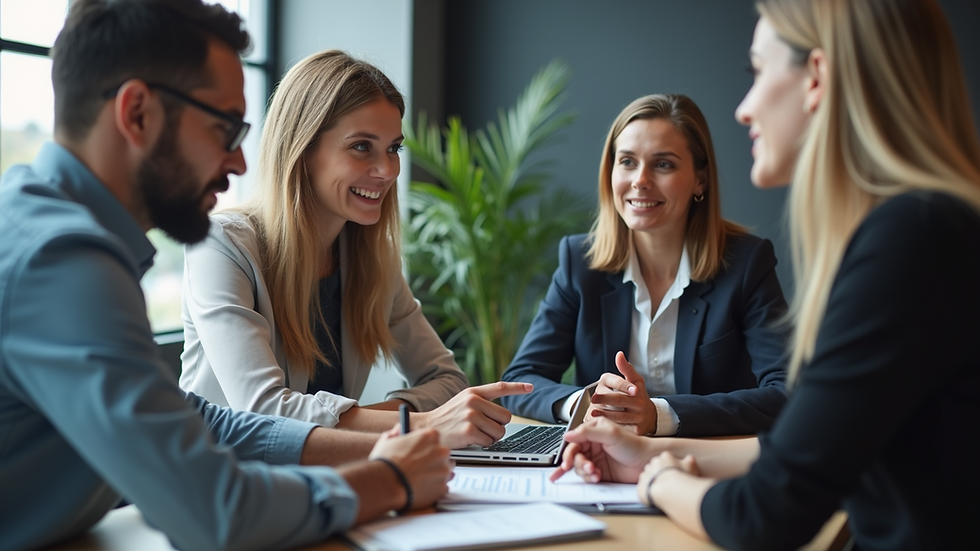 Eye-level view of a digital marketing team discussing strategy