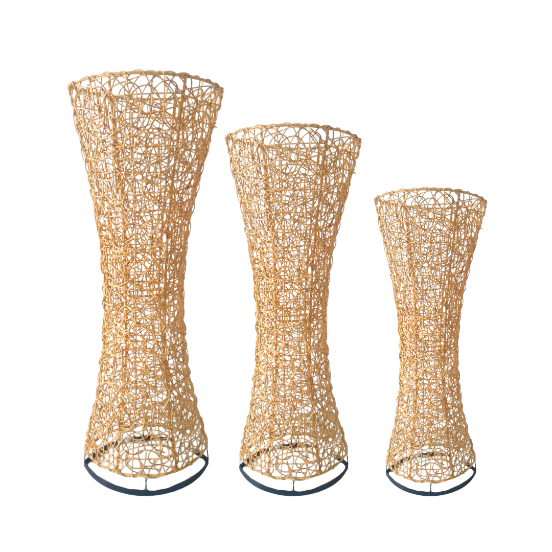 Oval Ruwet Standing Rattan Lamp