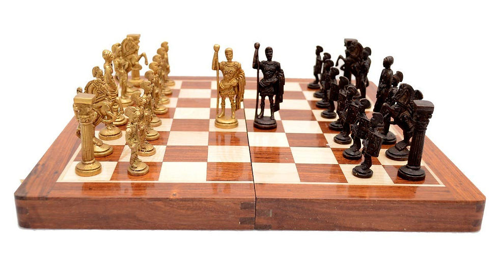 Thumbnail: Brass Chess Set with Wooden Board (14"x14")