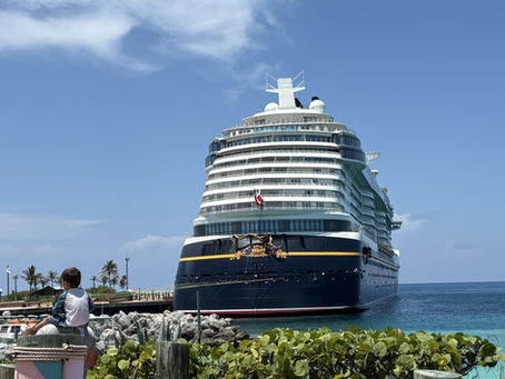 Disney cruise boat at port in Castaway Cay