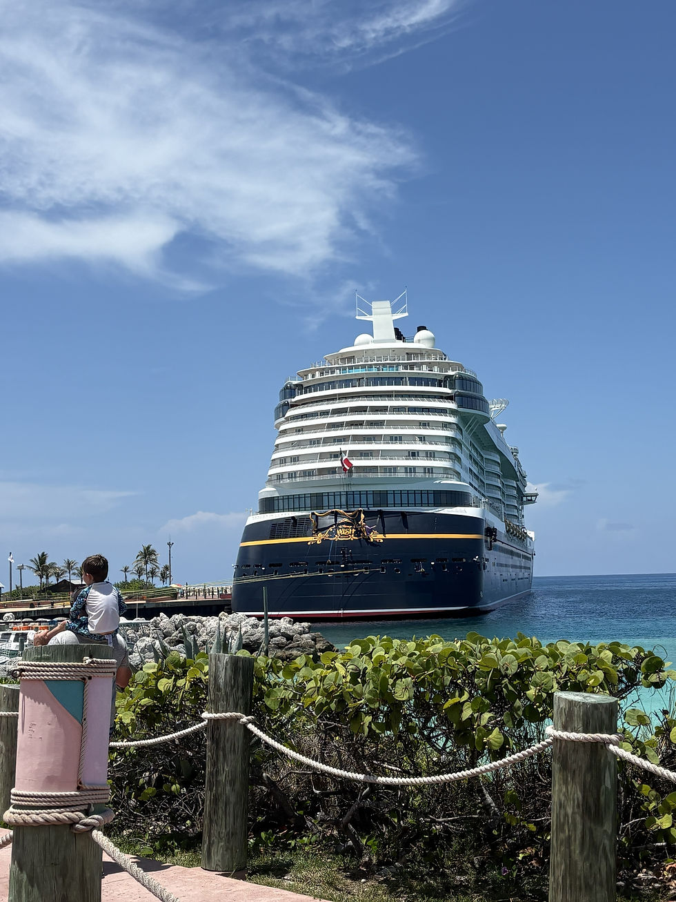 Disney cruise boat at port in Castaway Cay