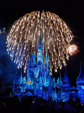 Disney Castle with fireworks