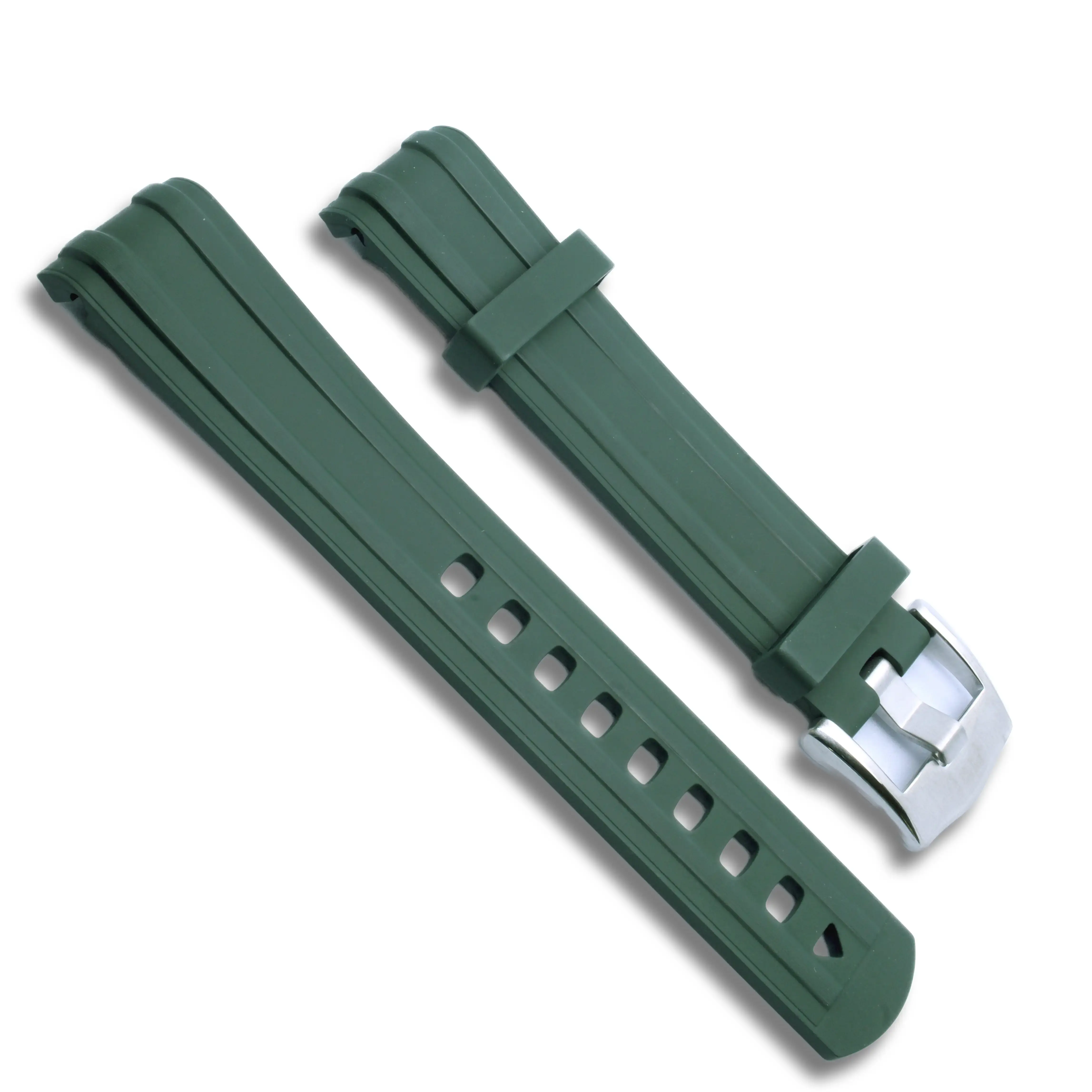 Curved FKM Omega Seamaster Watch Strap (Green)