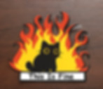 Black cat in flames with This Is Fine text sticker