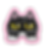 Grumpy black cat sticker with yellow eyes and pink border