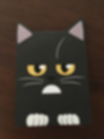 Grumpy black cat face notepad with white paws