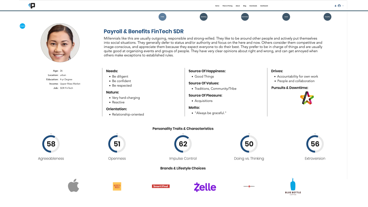 Power Personas Marketing Personas/user personas: Behavioral Profile