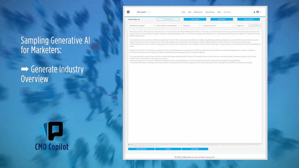 Sampling Generative AI For Marketers: Creating A Industry Overview