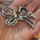 Thumbnail: Art Deco diamente paste and simulated pearls bow pin brooch, vintage statement j