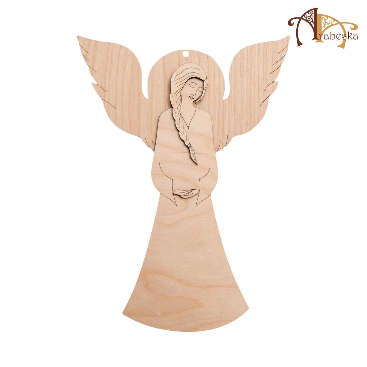 Angel 40cm birch plywood, hanging plaque
