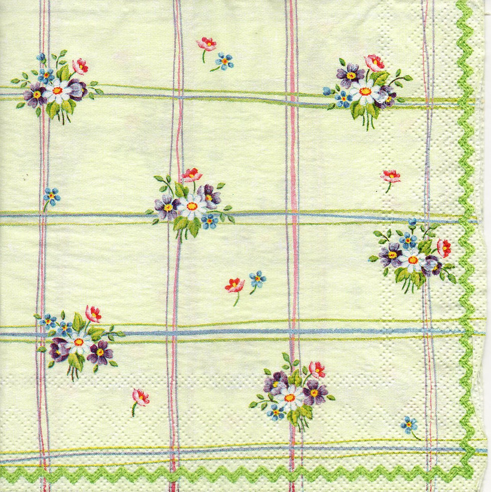 Napkins for decoupage Lunch size Floral checked pattern