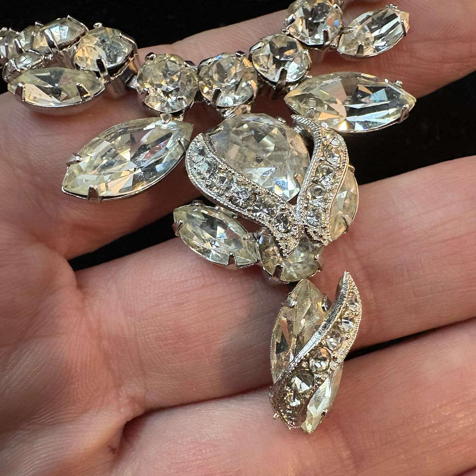 Thumbnail: Art Deco Eisenberg signed Diamente paste short necklace, vintage statement jewel