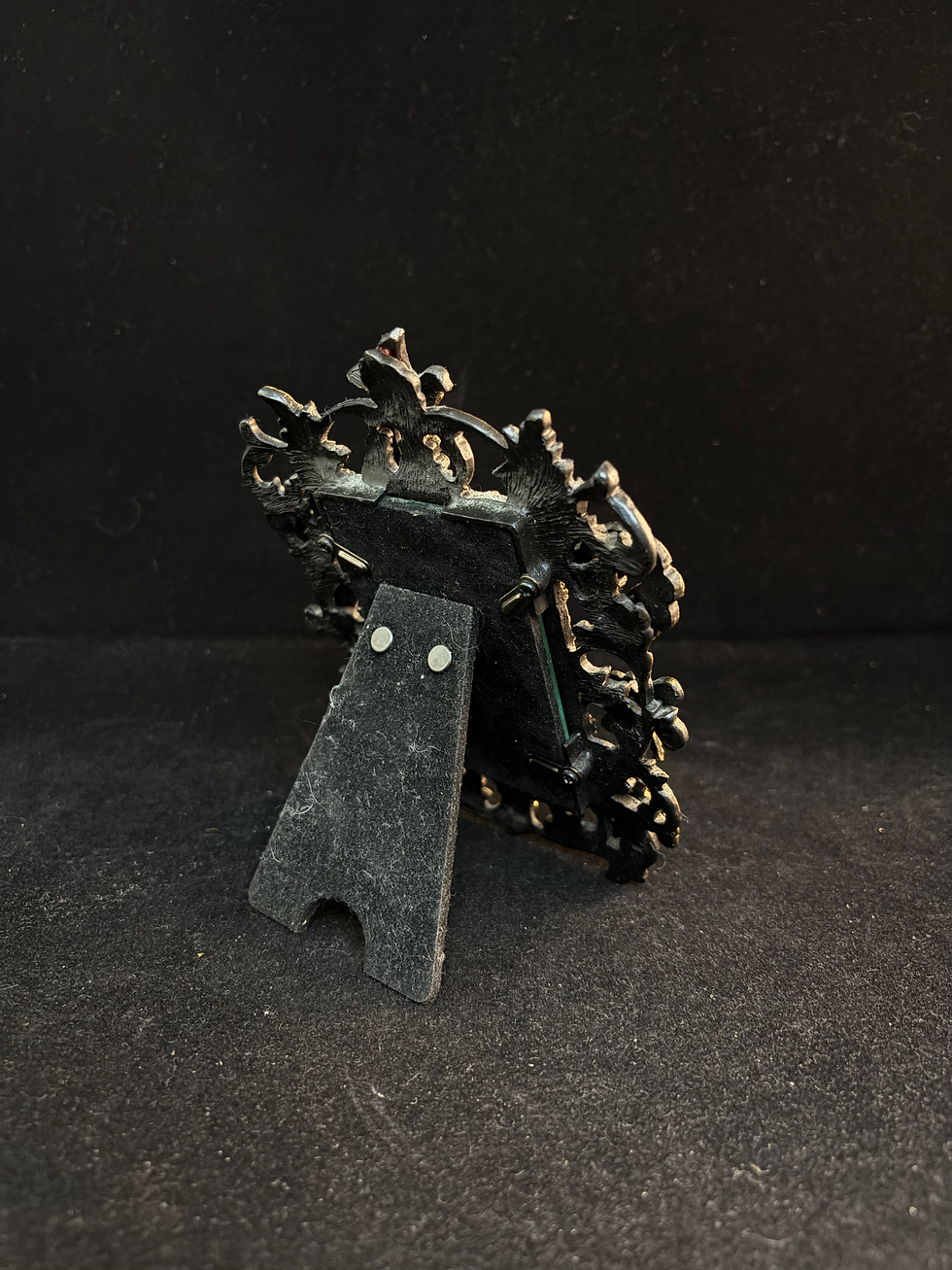 Thumbnail: Vintage metal Art Nouveau photo frame jeweled, enameled, dragonfly butterfly