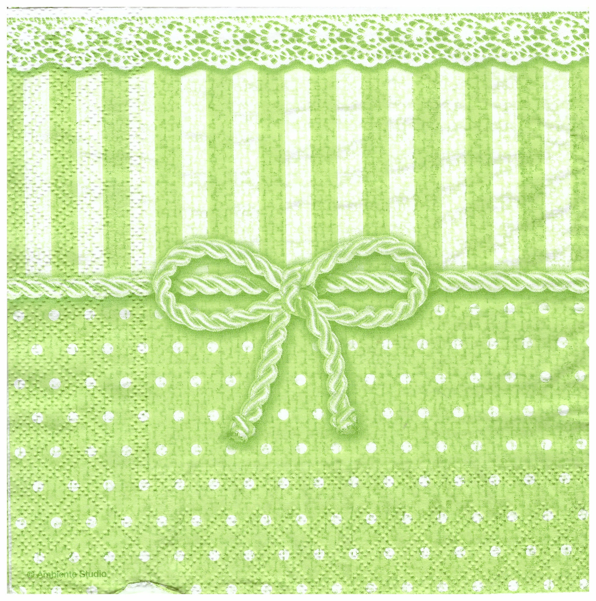 Napkins N1137 Lunch size 33x33cm Stripes and dots green