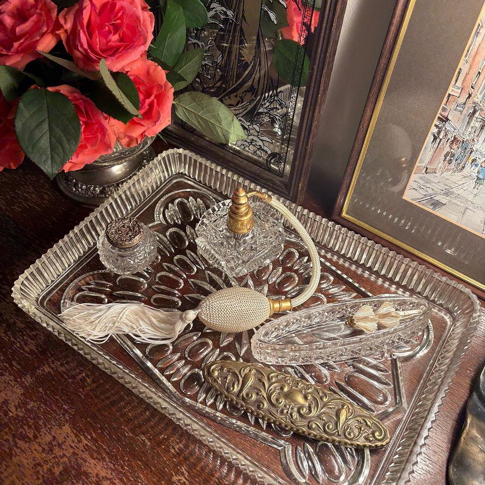 Thumbnail: Antique Edwardian cut glass pin holder, trinket or jewellery dish c1900-1910
