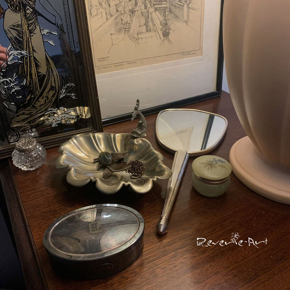 Thumbnail: Vintage hand held vanity mirror