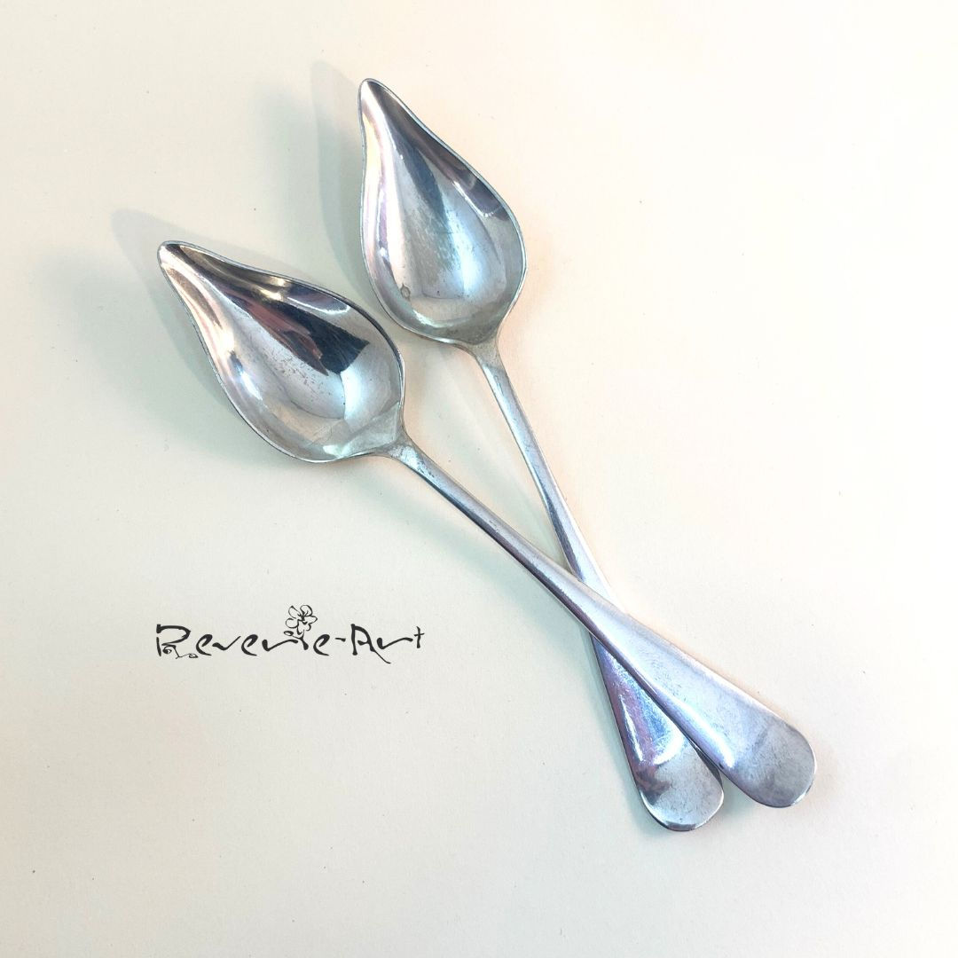 Set of two unique shape tea spoons/ grapefruit spoons