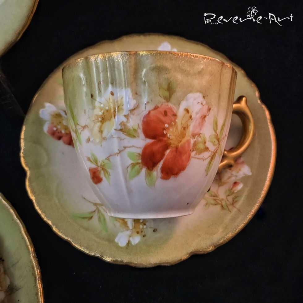 Thumbnail: Vintage Victorian hand painted tea set for 4, 12 pcs 