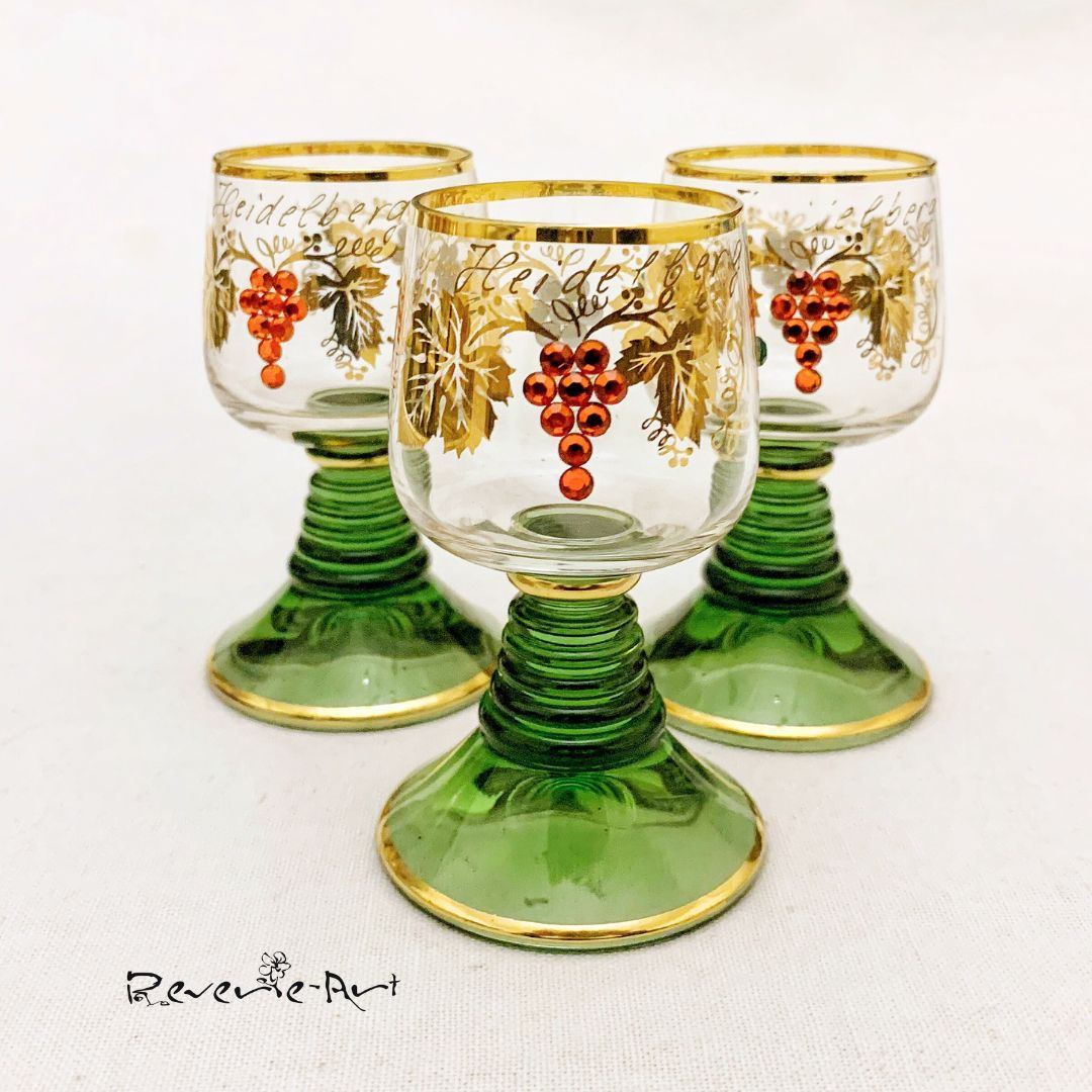 German Vintage Roemer liquor glasses/goblets set of 3