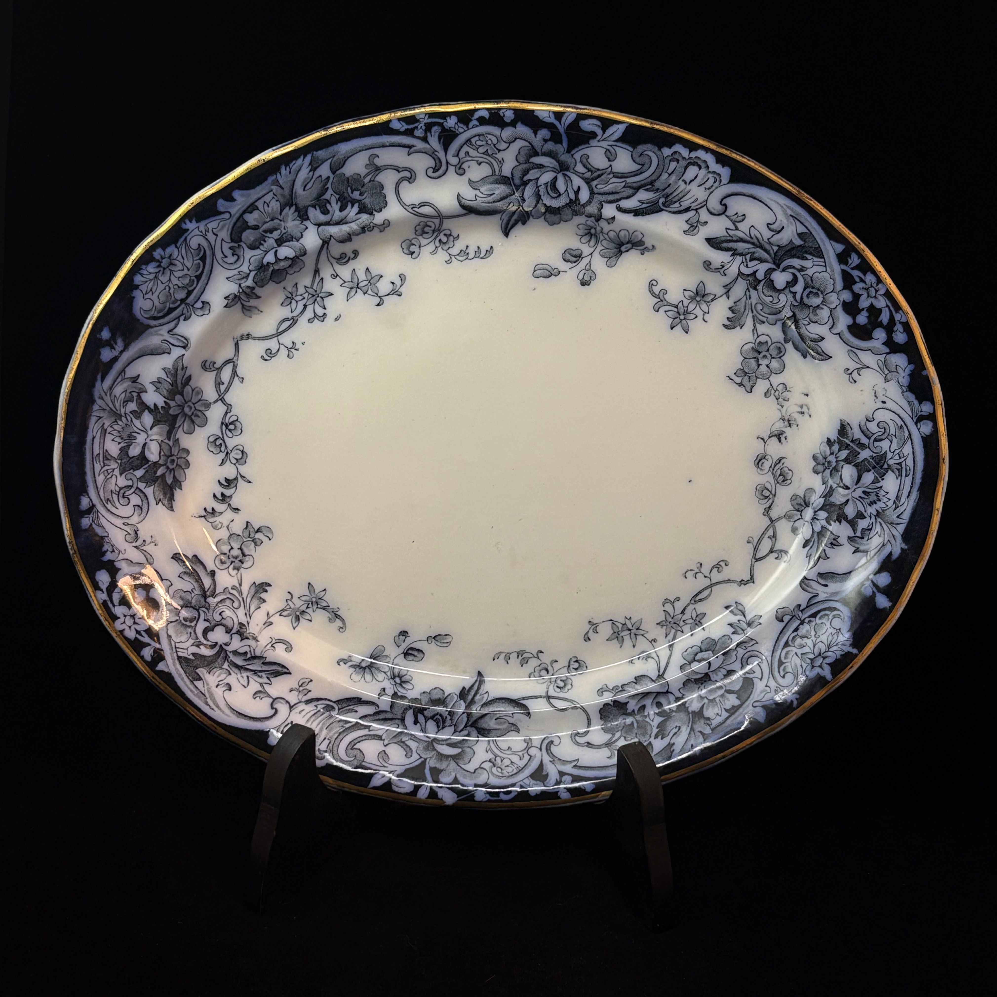 Exquisite Antique “Chatsworth” Flow Blue fruit Platter by Keeling & Co (Late May