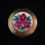 Thumbnail: Beautiful Kigu compact powder decorated with reverse carved Lucite roses, used