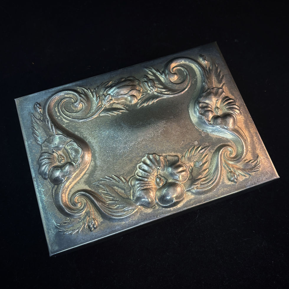 Thumbnail: Vintage metal Art Nouveau style jewellery, trinket or keepsake box