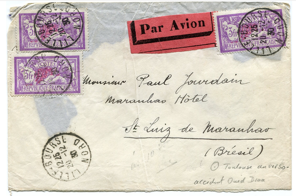 lettre ancienne Ligne Mermoz rare - accident poste aérienne
