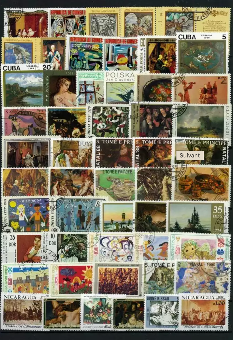 collection timbres thématique tableaux peinture