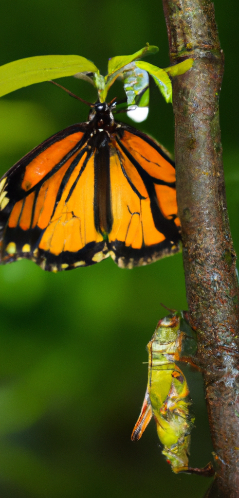 A butterfly emerges from the cocoon