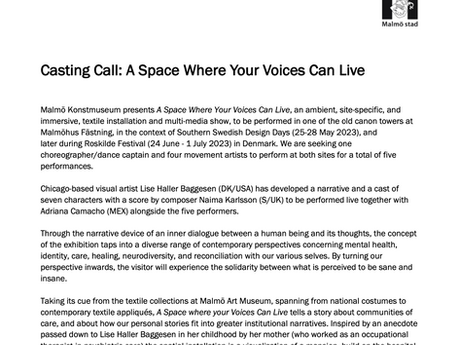 A Space Where Your Voices Can Live: CASTING CALL