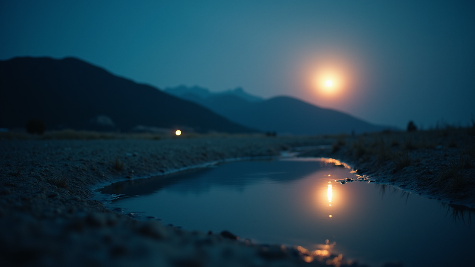 Close-up view of a moonlit landscape symbolizing reflection and calm
