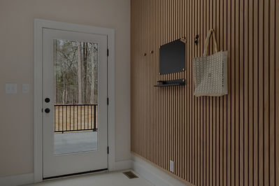 Wood slat wall and door.