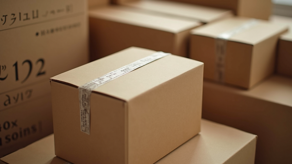 High angle view of stacked cardboard boxes