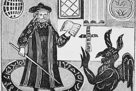 Traditional depiction of Faust and the Devil