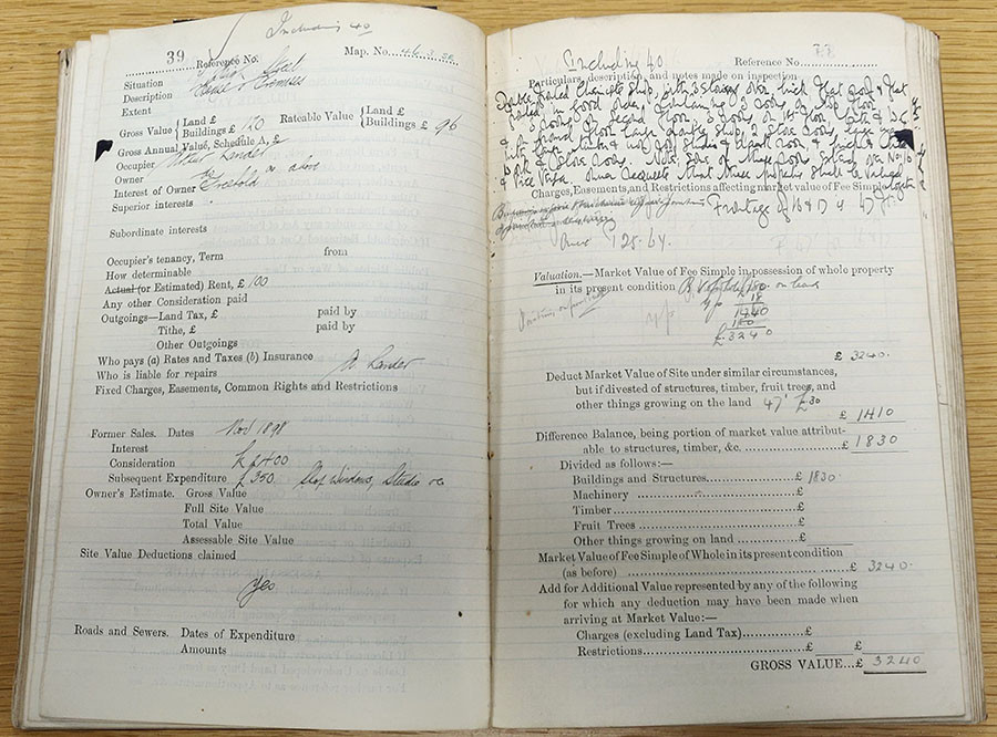 Canterbury Field Book, 1910 Finance Act. Catalogue ref: IR 58/17391, no. 39