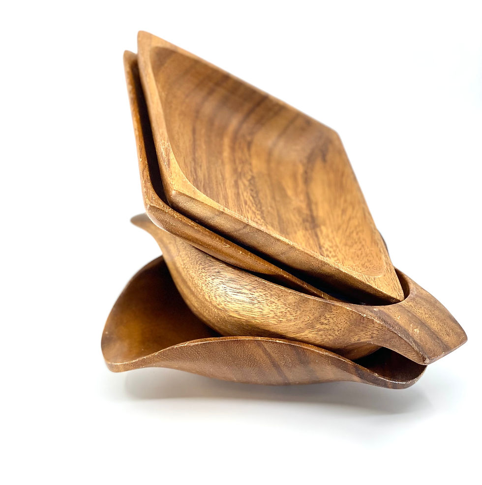 Thumbnail: Vintage Monkeypod Serving Trays & Bowls Set