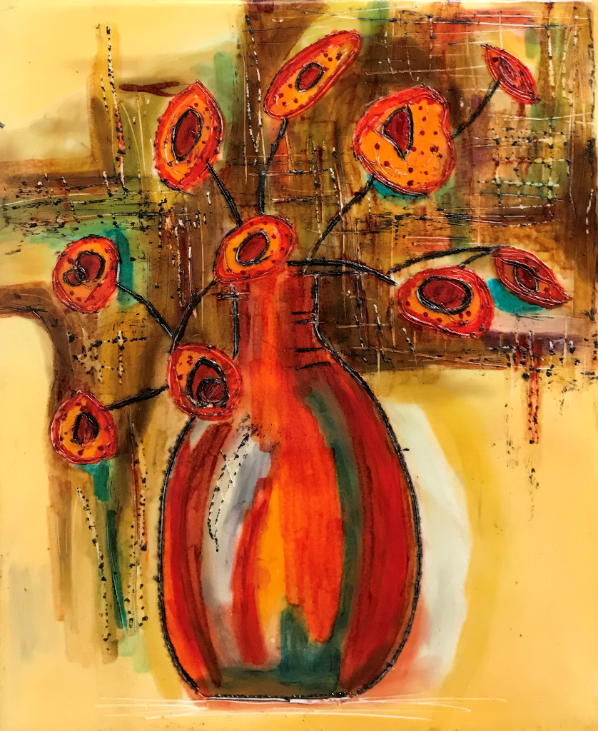 Abstract Vase And Flowers 8x10 $225