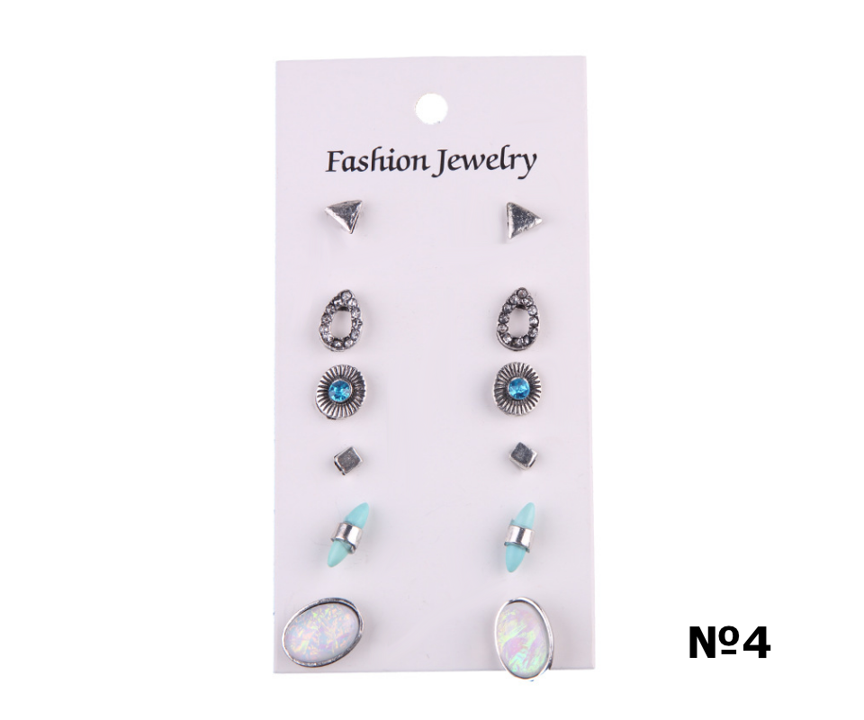 Thumbnail: Set of Trendy Geometric Stud Earrings for Girls and Women