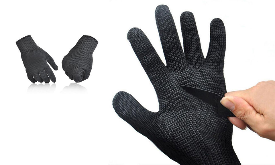 Thumbnail: Black mesh knife resistant glove