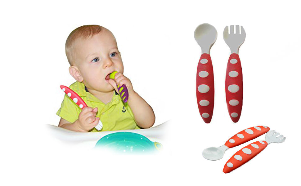 Thumbnail: Colorful baby spoon and fork + container.
