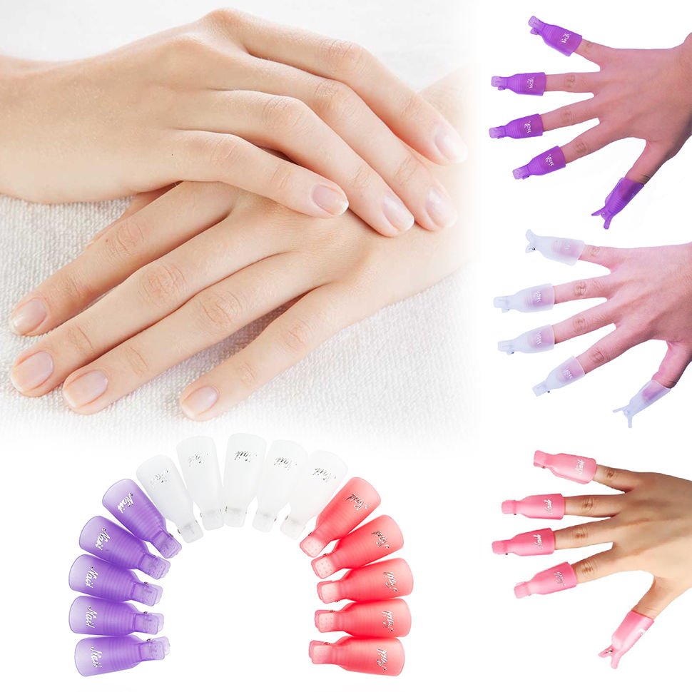 10PCS Durable&Reusable Plastic Nail Clips for Art Polish Soak Off Remover