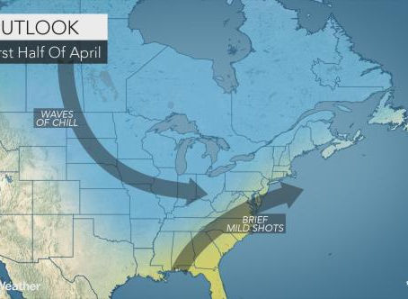 Chilly air to strike back at times in early April after late-week warmth in northeastern US