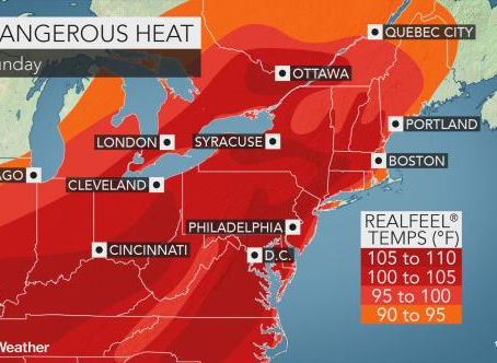 Most intense heat to peak ahead of July 4th in northeastern US